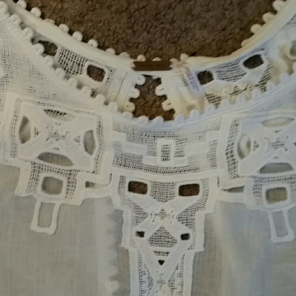 Free people white embroidered lace dress ruffle - Picture 3 of 4